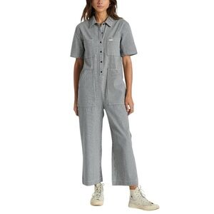 BRIXTON Sorrento Stripe S/S Coverall Cotton Cropped Wide Leg Jumpsuit